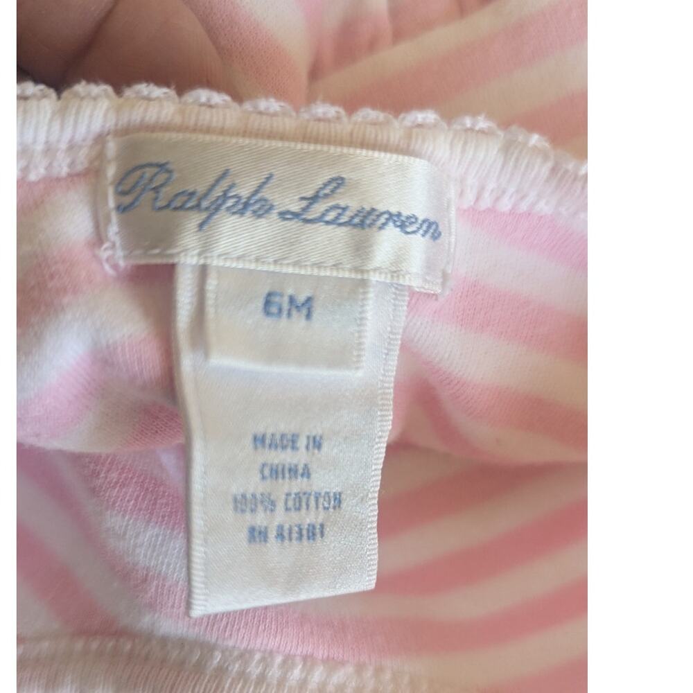 Ralph Lauren polo baby girl romper set pink white striped 2 piece size 6 months - Picture 4 of 9